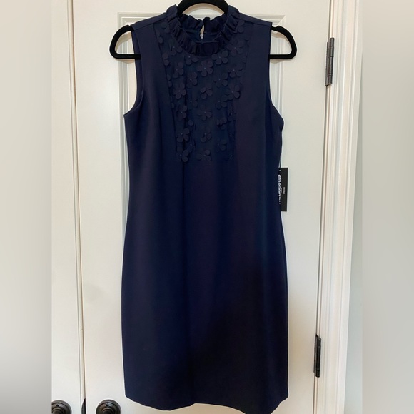 Karl Lagerfeld Dresses & Skirts - Navy blue sleeveless dress with flower detail, NWT, size 6